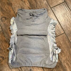 Free people movement Gray Sleeveless Hoodie with Iridescent Ruffle Trim